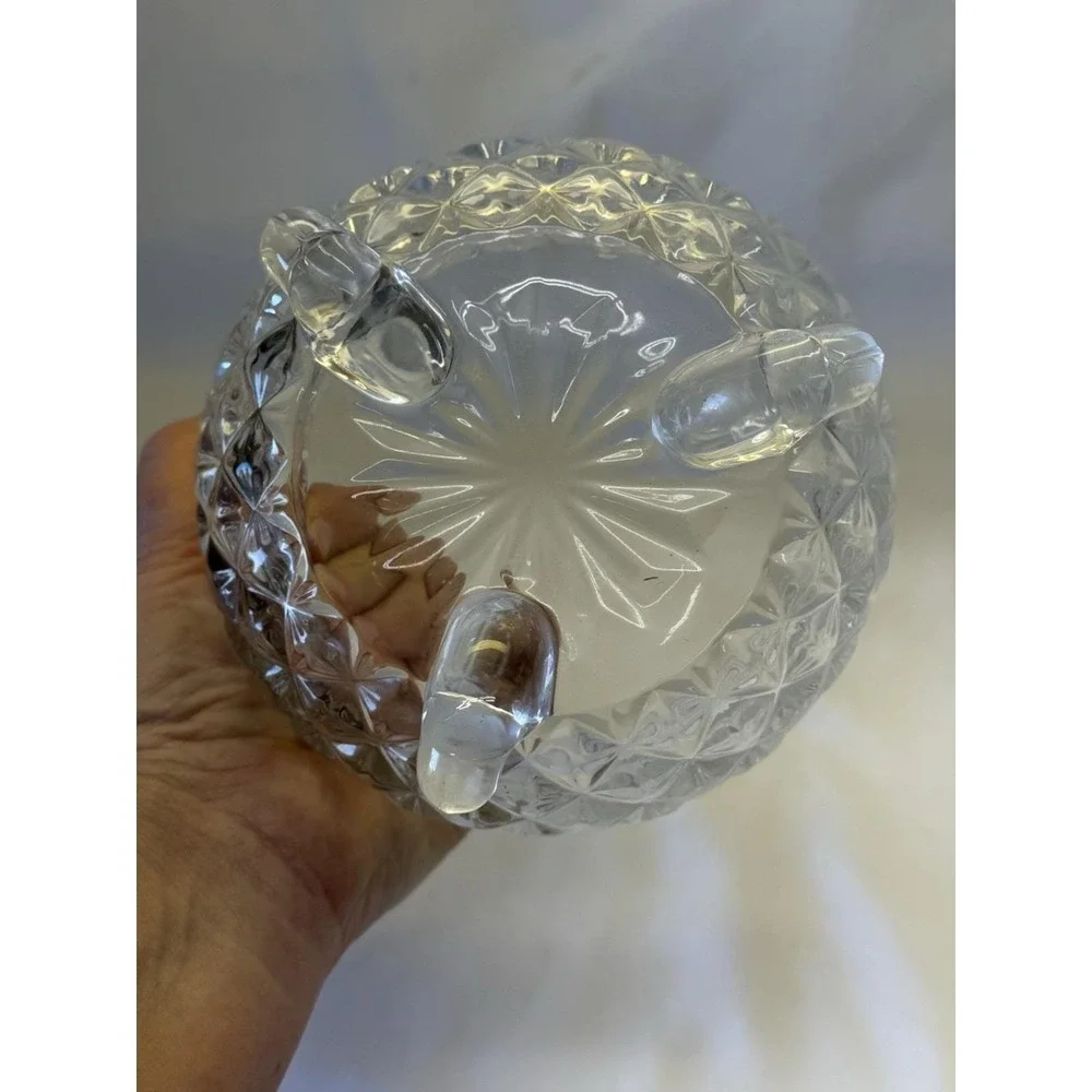 Vtg Bohemia Crystal Butterfly Covered Candy / Trinket Dish 3 Footed